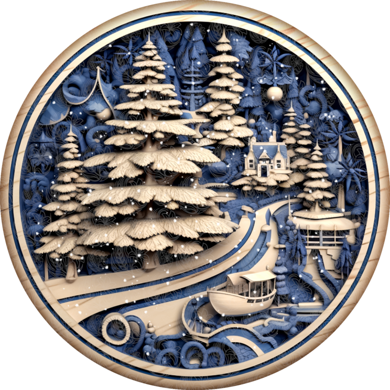 Wood Carving Effect Winter Scene – GBH21933
